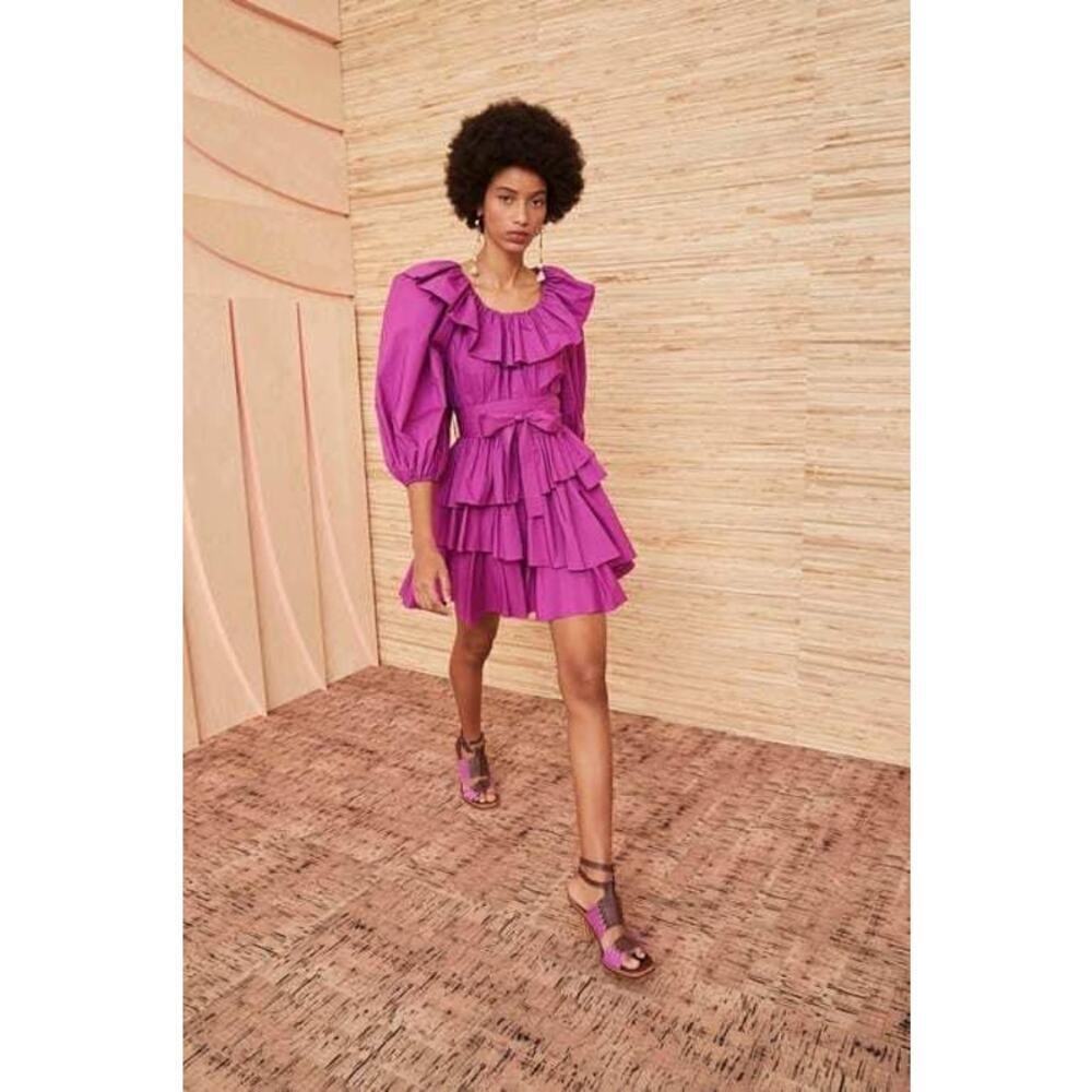 Ulla Johnson Giselle Tiered Mini Dress in Orchid Long Sleeve Size 00/XS Purple - Picture 13 of 13